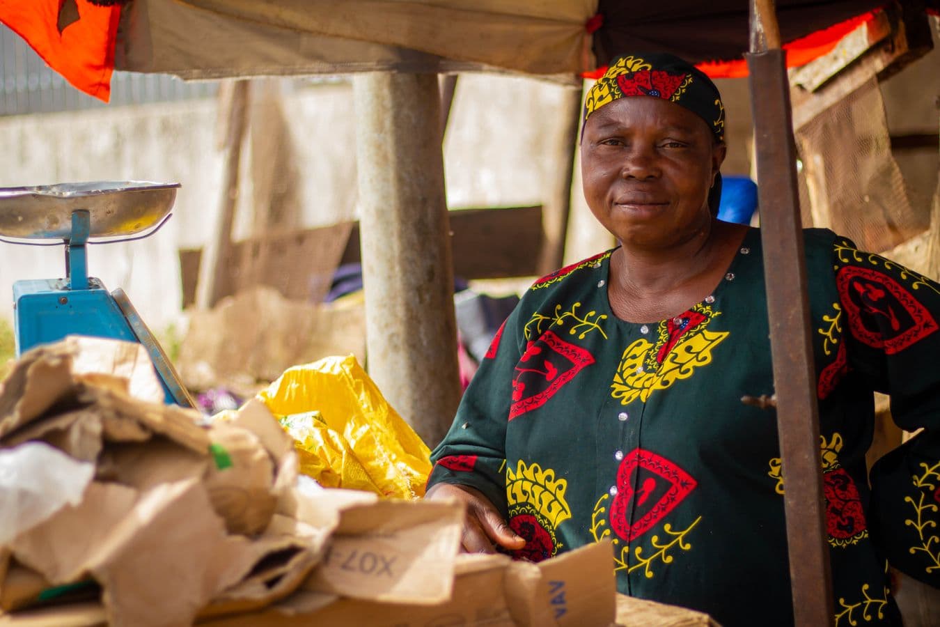 Local vendor displaying products at an African market